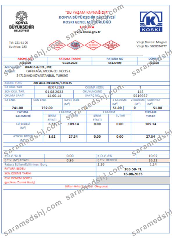 Turkey water utility business bill,  SCR